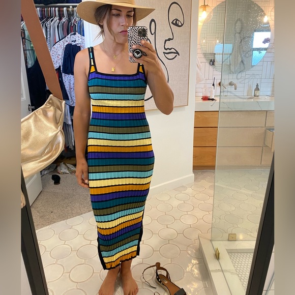 Solid & Striped Ribbed Knit Summer Dress Cover Up Size M - Picture 3 of 5